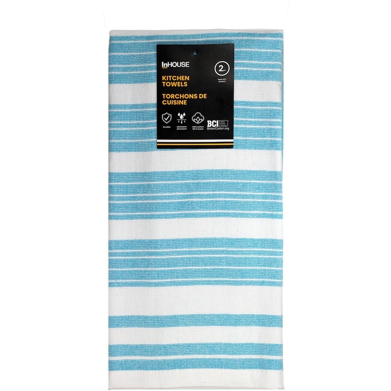 Premium 2 Pack Cotton Woven Terry Tea Towels Cyan