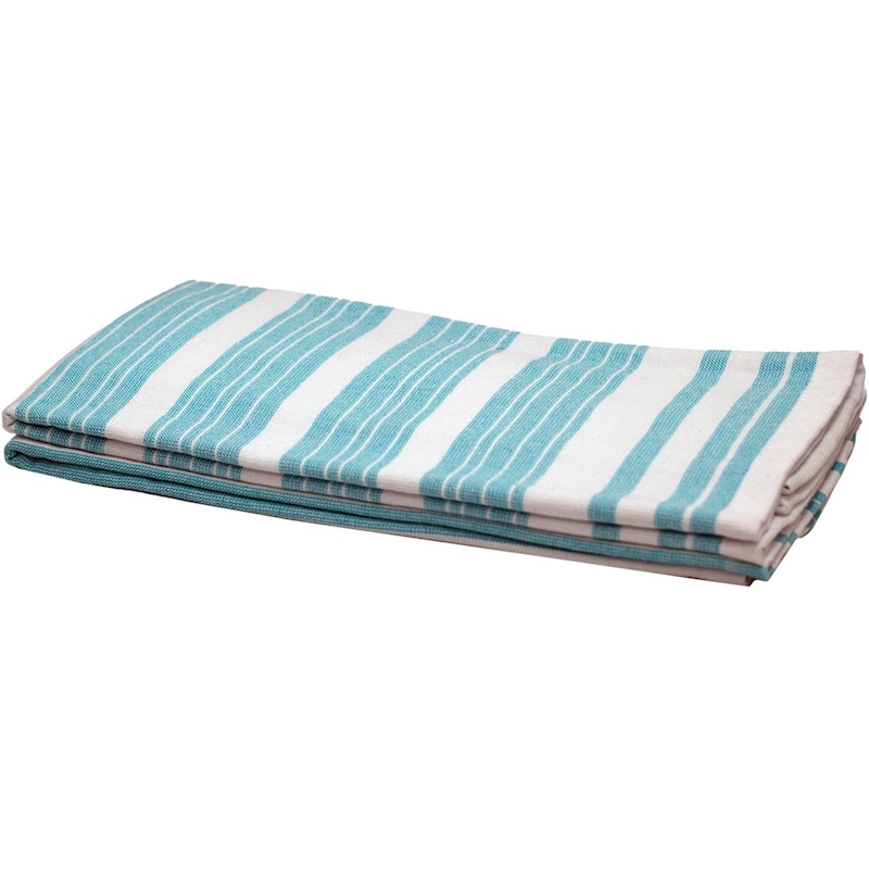 Premium 2 Pack Cotton Woven Terry Tea Towels Cyan