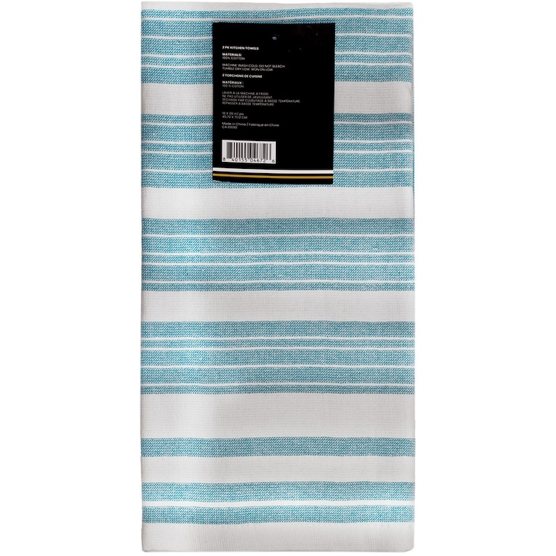 Premium 2 Pack Cotton Woven Terry Tea Towels Cyan