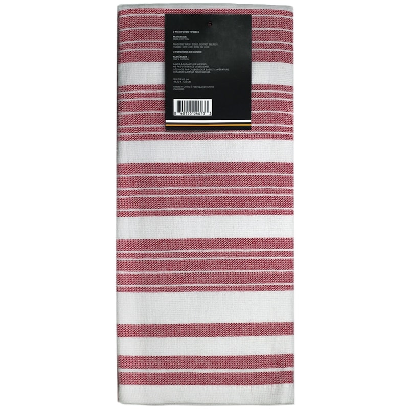 Premium 2 Pack Cotton Woven Terry Tea Towels Red