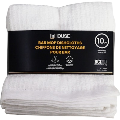 InHouse Bar Mop Dishcloths White, 10 pack 10 ea, $1.20/1ea