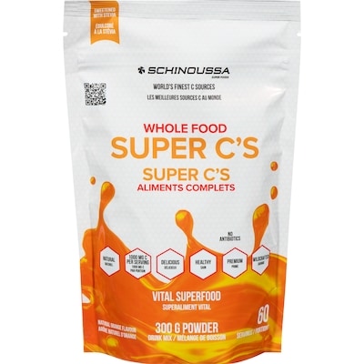 Schinoussa Drink Mix Whole Food Super C's Natural Orange Flavour 300 g, $8.83/100g