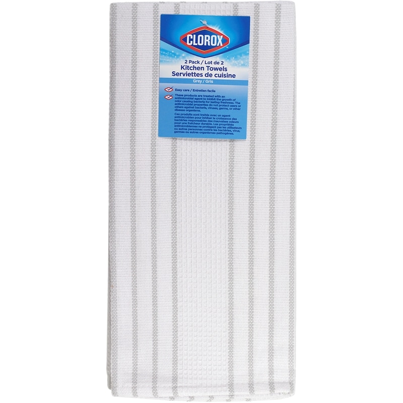 Clorox 2 Pack Flat Weave Waffle Kitchen Towel Gray - 2 ea | Loblaws