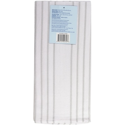 2 Pack Flat Weave Waffle Kitchen Towel Gray
