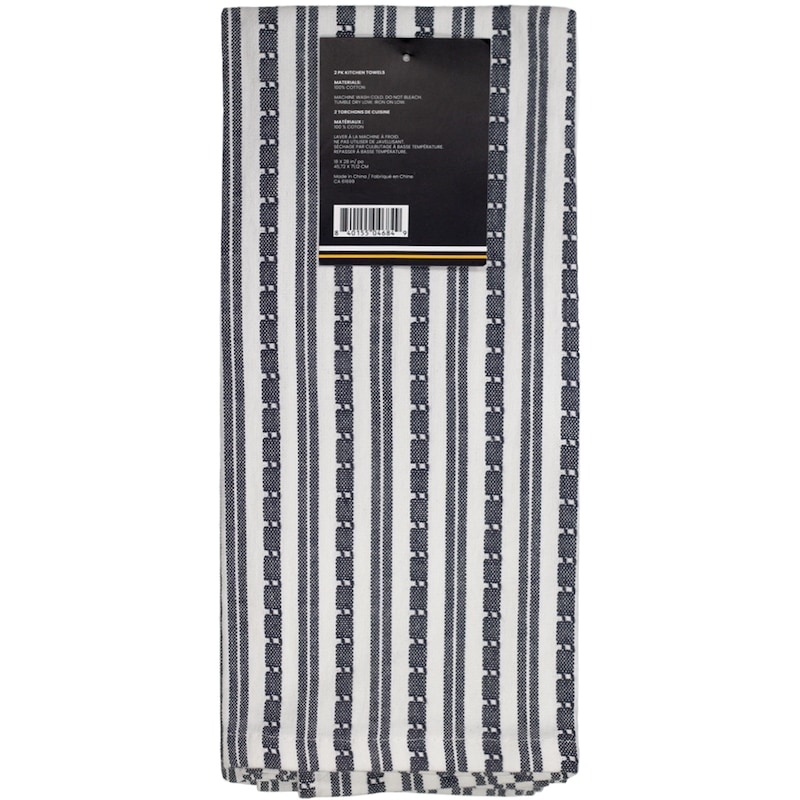 Premium 2 Pack Kitchen Towels Basketweave Black