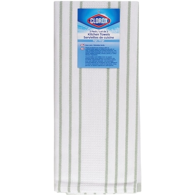 Clorox 2 Pack Flat Weave Waffle Kitchen Towel Sage 2 ea, $5.50/1ea