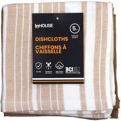 InHouse Premium 5 Pack Cotton Terry Dishcloth Tan 5 ea, $2.40/1ea