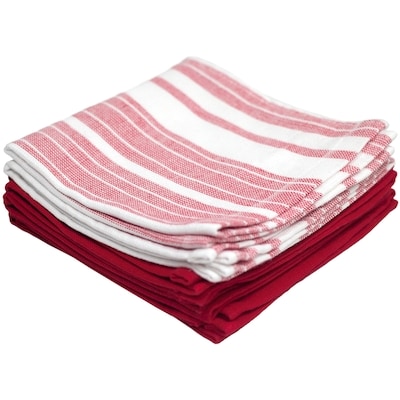 Premium 5 Pack Cotton Terry Dishcloth Red