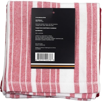 Premium 5 Pack Cotton Terry Dishcloth Red