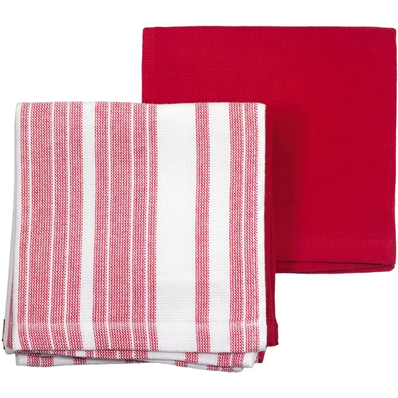 Premium 5 Pack Cotton Terry Dishcloth Red