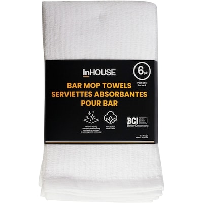 InHouse Premium 6 Pack Bar Mop Towel White 6 ea, $2.00/1ea