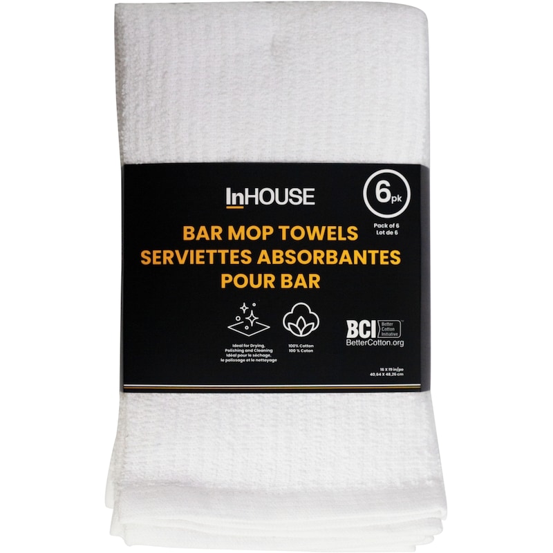 Premium 6 Pack Bar Mop Towel White