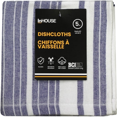 InHouse Premium 5 Pack Cotton Terry Dishcloth Navy 5 ea, $2.40/1ea