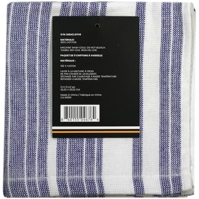 Premium 5 Pack Cotton Terry Dishcloth Navy
