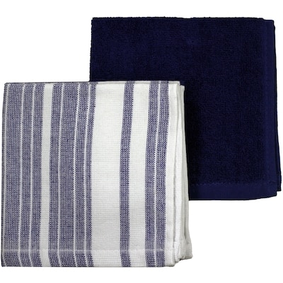 Premium 5 Pack Cotton Terry Dishcloth Navy