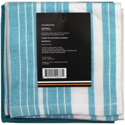 Premium 5 Pack Cotton Terry Dishcloth Cyan