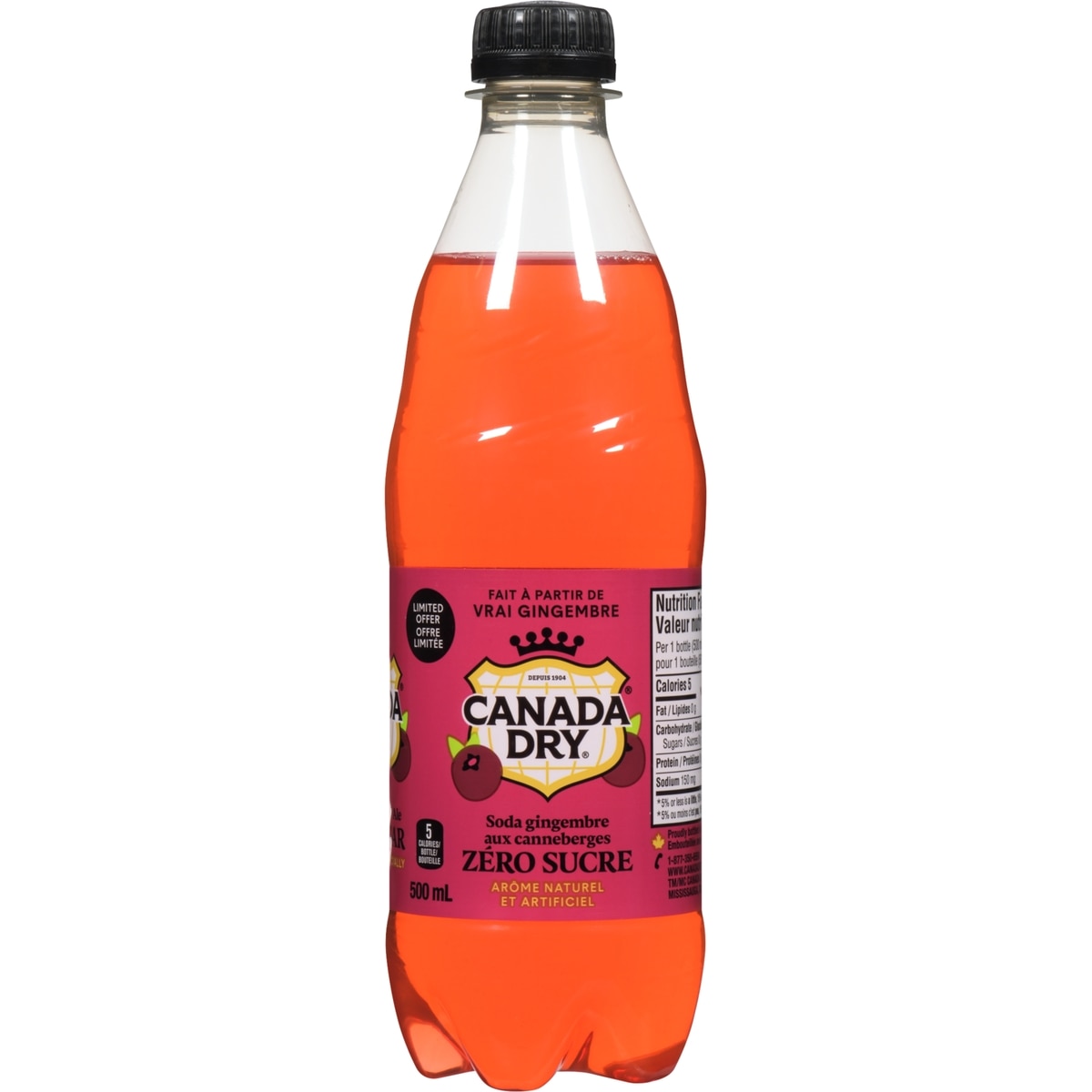 Canada Dry Soda gingembre aux canneberges, sans sucre 500 ml, 0,66 $/100ml