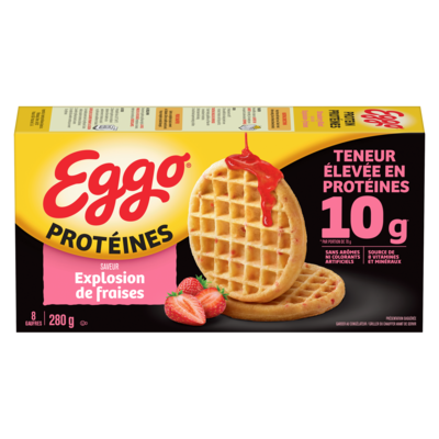 Kellogg’s Eggo Protéines gaufres saveur explosion de fraises 280 g, 2,85 $/100g