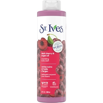 St Ives Nourishing Body Wash for Women, Dark Cherry & Argan Oil 650 ml, $1.08/100ml