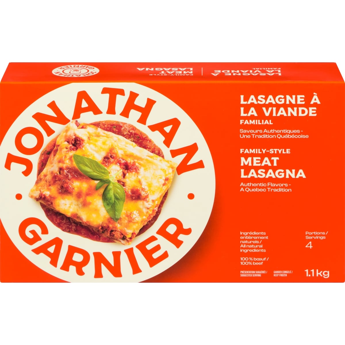 Jonathan Garnier Lasagnes à la viande familial 1.1 kg, 1,36 $/100g