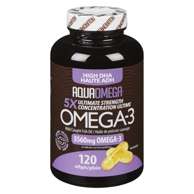 Aqua Omega Omega-3 Wild Caught Fish Oil Liquid High Dha 5x Ultimate Strength 120 ea, $0.42/1ea