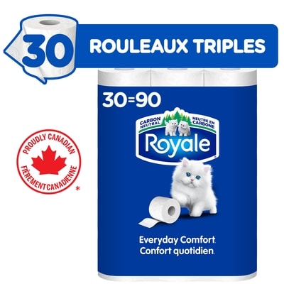 Royale Papier Hygiénique Confort quotidien, 30 équivalant à 90 rouleaux, 363 feuilles / roul 1 ea, 29,99 $/1ch