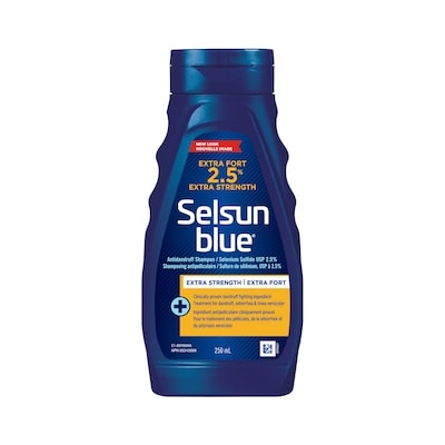 Selsun Blue Shampooing antipelliculaire extra fort 2.5%, Sulfure de sélénium 2.5% 250 ml, 5,40 $/100ml