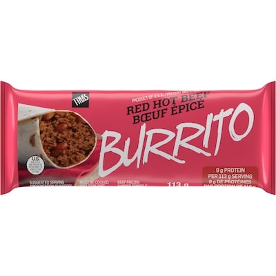 TINA'S Burrito, Red Hot Beef 113 g, $1.58/100g