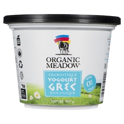 Organic Meadow Probiotique yogourt grec biologique nature 0% m.g. 500 g, 1,60 $/100g