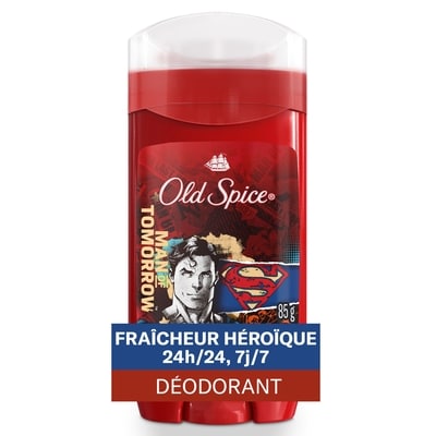 Old Spice Désodorisant sans aluminium pour hommes, fraîcheur 24 heures sur 24, 7 jours sur 7, protection longue durée contre les odeurs, sentez comme un héros, Superman, parfum Agrumes vifs et cosmos, 85 g 85 g, 11,75 $/100g
