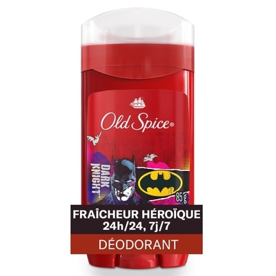 Old Spice Désodorisant sans aluminium pour hommes, fraîcheur 24 heures sur 24, 7 jours sur 7, protection longue durée contre les odeurs, sentez comme un héros, Batman, parfum Cerise noire et crépuscule, 85 g 85 g, 11,75 $/100g