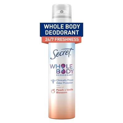 Secret Whole Body Aluminum Free Deodorant For Women Body Spray Peach & Vanilla 28 g, $20.68/100g