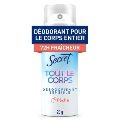 Secret Désodorisant en vaporisateur corporel Tout le corps sans aluminium pour femmes, pêche et vanille 28 g, 20,68 $/100g