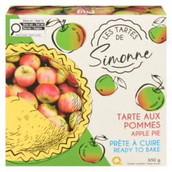 Simonne Apple Pie, Ready to Bake 650 g, $1.00/100g