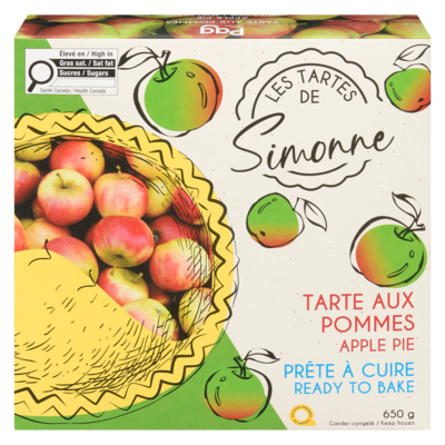 Simonne Apple Pie, Ready to Bake 650 g, $1.00/100g