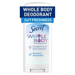 Secret Whole Body Stick Aluminum Free Deodorant for Women Unscented 68 g, $27.93/100g