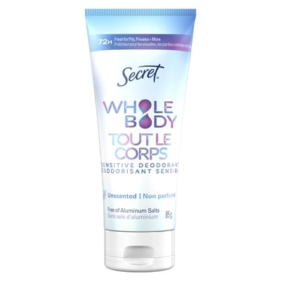 Secret Whole Body Aluminum Free Deodorant Invisible Cream Unscented 85 g, $22.34/100g
