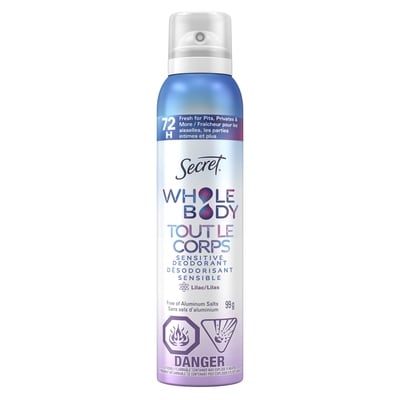 Secret Whole Body Aluminum Free Deodorant for Women Body Spray Lilac & Waterlily 99 g, $19.18/100g