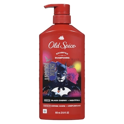 Old Spice Shampooing x Batman, Le Chevalier Noir, Collaboration DC Comics, Cheveux d’apparence plus saine, plus volumineux et plus hydratés, parfum Cerise noire et crépuscule, 647mL (21,9oz liq.) 650 ml, 1,38 $/100ml