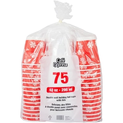 Café Express Gobelet isolant imprimé de 10oz à double paroi avec couvercle 75/Pqt 75 ea, 0,23 $/1ch