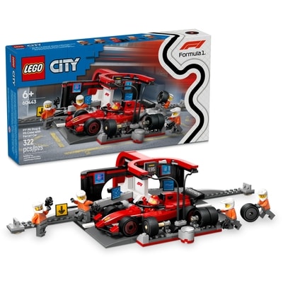 LEGO City Formula 1 F1® Pit Stop & Pit Crew with Ferrari Car 60443 1 ea, $40.00/1ea