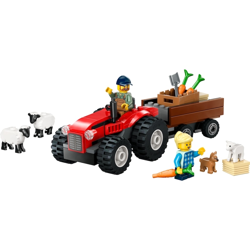 City Great Vehicles Red Farm Tractor with Trailer & Sheep 60461
