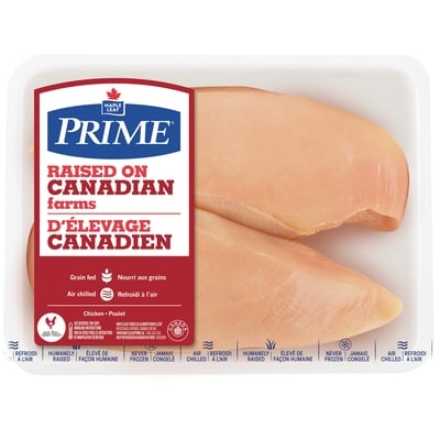 Maple Leaf Poitrine de poulet désossée et sans peau, paquet de 2 0.475 kg, 2,74 $/100g