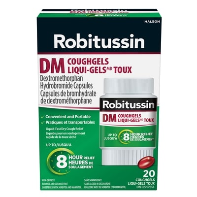 Robitussin Liqui-gels toux dm 20 ea, 0,57 $/1ch