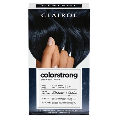 Clairol Colorstrong couverture du gris à 100 % noir bleuté 2.8 desert nights 1 ea, 16,00 $/1ch