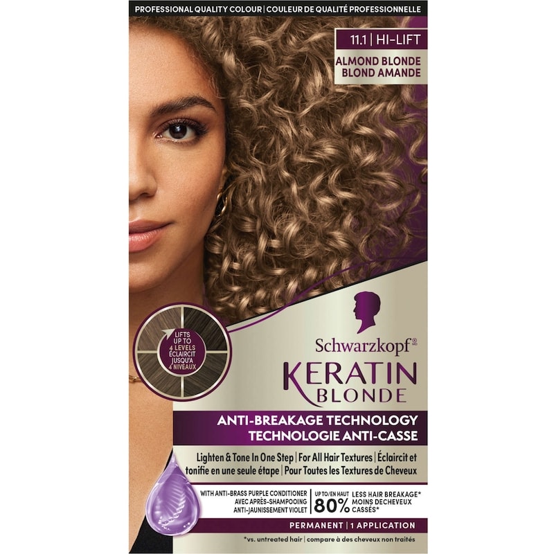 Keratin Blonde Permanent Hair Colour Cream Almond Blonde 11.1, Hi-Lift Permanent Color, 1 Application Almond Blonde