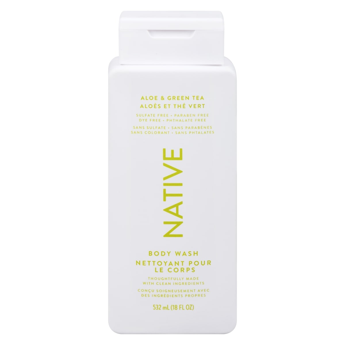 Native Nettoyant pour le corps aloès et thé vert 532 ml, 3,37 $/100ml