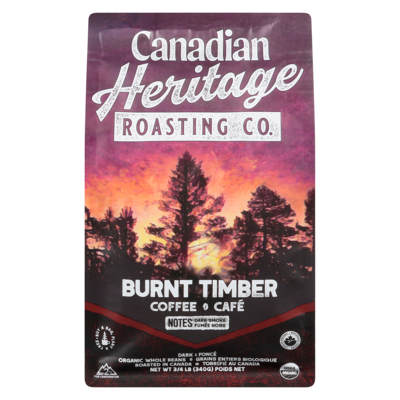 CANADIAN HERITAGE ROASTING COM Organic Coffee Burnt Timber Dark 340 g, $5.29/100g