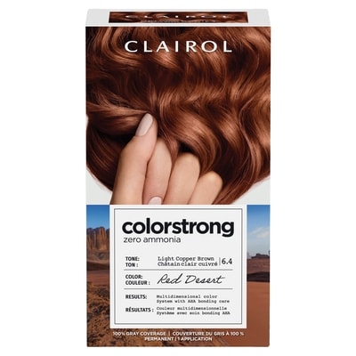 Clairol Colorstrong couverture du gris à 100 % châtain clair cuivré 6.4 red desert 1 ea, 15,99 $/1ch