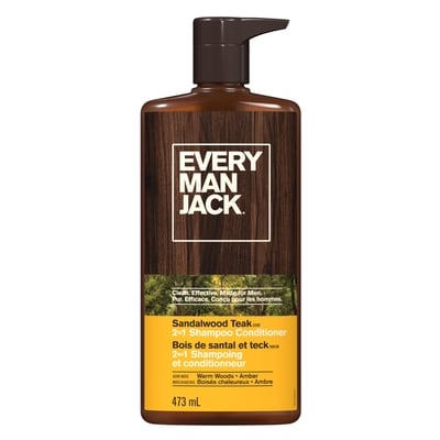 Every Man Jack 2-in-1 Shampoo + Conditioner, Sandalwood Teak 473 ml, $2.01/100ml